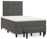 vidaXL Cama boxspring com colchão 120x190 cm veludo cinzento-escuro
