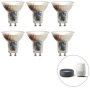 Conjunto de 6 lâmpadas LED GU10 inteligentes reguláveis em Kelvin 4,8W 400 lm 1800K - 6500K