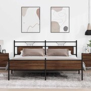 vidaXL Estrutura cama sem colchão 200x200cm metal carvalho castanho