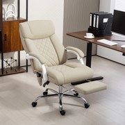 Cadeira de Escritório com Massagem Reclinável Aquecimento Apoio para Pés  e Controlo Remoto 66x70x112-120 cm Bege