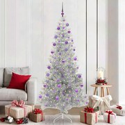 vidaXL Árvore de Natal com 300 LEDs com suporte Prateado 210 cm PET