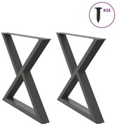 Pés para mesa de jantar 2 peças antracite 90x(72-73,3) cm aço