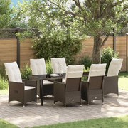 vidaXL Conjunto de Jantar para Jardim - 7 Peças com Almofadas em Polirattan Marrom