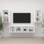 Armários de parede para TV 4 pcs derivados de madeira branco
