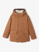 Agora -30%: Parka 3 em 1, com blusão amovível, para menino castanho escuro liso com motiv