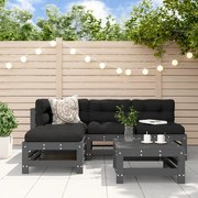 vidaXL 5pcs conjunto lounge jardim com almofadões madeira maciça cinza