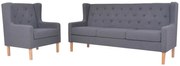 vidaXL Conjunto de sofás 2 pcs tecido cinzento