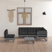 6 pcs conjunto lounge de jardim c/ almofadões pinho maciço