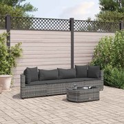 vidaXL 5 pcs conjunto sofás de jardim c/ almofadões vime PE cinzento
