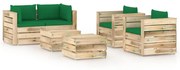 6 pcs conj. lounge jardim c/ almofadões madeira impreg. verde