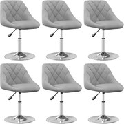 vidaXL Cadeiras de jantar giratórias 6 pcs veludo cinzento-claro