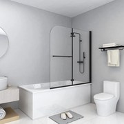 vidaXL Divisória de chuveiro dobrável 2 painéis ESG 120x140 cm preto