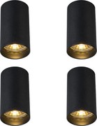 Conjunto de 4 focos de superfície modernos pretos 5,5cm GU10 50mm - Tuba