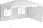 Outsunny Tenda de Jardim 4x3 m Tenda de Exterior para Festas e Eventos com 2 Paredes Laterais 2 Janelas Anti-UV para Pátio Branco | Aosom Portugal