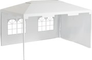 Outsunny Tenda de Jardim 4x3 m Tenda de Exterior para Festas e Eventos com 2 Paredes Laterais 2 Janelas Anti-UV para Pátio e Varanda Branco | AOSOM Portugal