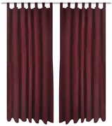 Cortinas de cetim + presilhas 2 pcs, bordeaux 140 x 175 cm