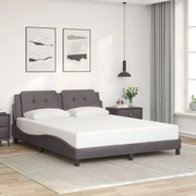 vidaXL Estrutura cama c/ cabeceira couro artificial 160x200cm cinzento