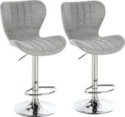 HOMCOM Conjunto de 2 Bancos de Bar Altura Do Assento Ajustável de 59-81 cm Giratória a 360° 47x51,5x(89,5-111,5) cm Cinza | Aosom Portugal