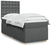 vidaXL Cama com molas/colchão 90x190 cm tecido cinza-escuro