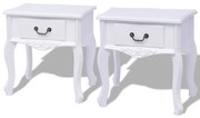 Mesas de cabeceira, 2 pcs, MDF, branco