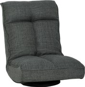 HOMCOM Poltrona de chão dobrável giratória 360°, cadeira de chão estofada com encosto ajustável em 5 posições, 58x107x79cm, cinza | Aosom Portugal