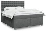 vidaXL Cama com molas/colchão 200x200 cm tecido cinzento-escuro