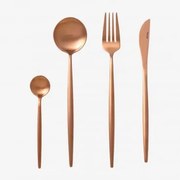 Conjunto De Talheres Noya Metalizado Fosco 16 Pcs Ouro Rosa Mate - Sklum