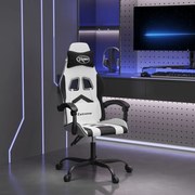 vidaXL Cadeira gaming couro artificial branco e preto