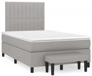 vidaXL Cama boxspring com colchão 120x190 cm tecido cinzento-claro