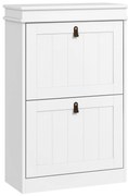 HOMCOM Móvel Sapateira Branco Sapateira Estreita com 2 Portas e Prateleira Ajustável para 10 Pares de Sapatos 54x24x82,5 cm Branco