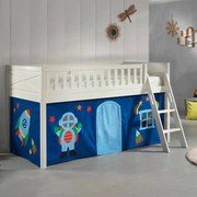 Conjunto cama alta Infantil SCOTT + cortina de brincar ASTRO Branca