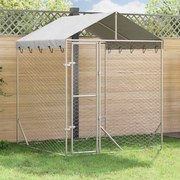 vidaXL Canil de exterior com teto 2x2x2,5m aço galvanizado prateado