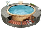 vidaXL Contorno de banheira vime PE cinza