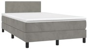 Cama box spring colchão LED 120x190 cm couro artif. cinza-claro