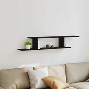 Prateleira de TV Montada na Parede vidaXL Preta em Carvalho 125x18x23 cm em Madeira de Engenharia