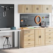 vidaXL Armários de garagem 2pcs derivados de madeira carvalho sonoma