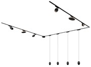 Sistema de iluminação de trilho com 10 luzes pretas monofásicas - Magnetic Eggy Puk