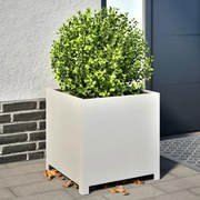 vidaXL Vaso/floreira de jardim 50x50x50 cm aço branco