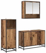 vidaXL Conjunto de Móveis para Banheiro com porta 3 pcs Madeira Antiga