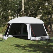 vidaXL Tenda para piscina c/ mosca amovível e paredes de rede cinzento
