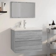 vidaXL Conjunto móveis casa de banho derivados de madeira sonoma cinza