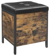 Banco de apoio estofado com espaço de armazenamento | VASAGLE | 40 x 40 x 50 cm | castanho rústico e preto | LSB50BX.