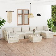 8 pcs conjunto lounge de paletes + almofadões madeira de abeto