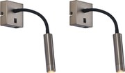 Conjunto de 2 Candeeiros de Parede Modernos Gunmetal com USB-C - Gosna