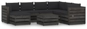 8 pcs conj. lounge jardim + almofadões madeira impreg. cinzento