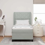 vidaXL Cama com Estrado e Colchão Cinza Claro 90x200 cm em Veludo