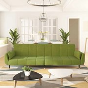 vidaXL Sofá-cama 2 lugares com duas almofadas veludo verde-claro