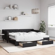 vidaXL Sofá-cama com gavetão e gavetas 90x200 cm tecido preto