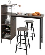 Conjunto de mesa de jantar alta para sala de estar estilo bistrô - marrom escuro