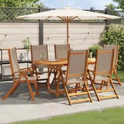 vidaXL Cadeiras de jardim dobráveis 6 pcs acácia maciça e textilene